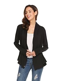 grabsa Mujer, abierto parte delantera Drape dobladillo ligero manga larga Knit chaqueta de punto