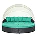 Modway Quest Wicker Rattan Outdoor Patio Canopy Sectional Daybed in Espresso Turquoise