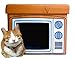 Feline Ruff TV Cat House. A Sturdy Wood Cat Nap Ottoman and Indoor Cat Cube. Covered Pet Bed Hideaway Cave for Dogs and Other Pets Too.