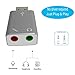 USB Audio Adapter AllEasy External Audio Sound Card Adapter with Speaker Headphone and Microphone Jack for USB Audio Device - Silver