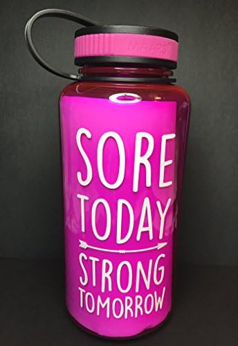 Inspirational Water Bottle- Wide Mouth Tritan 34oz Water Bottle- Fuschia/White Bottle