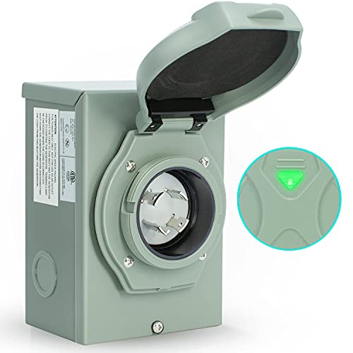 Navatiee 30 Amp Generator Inlet Box, 7500 Watts Power Inlet Box for 4