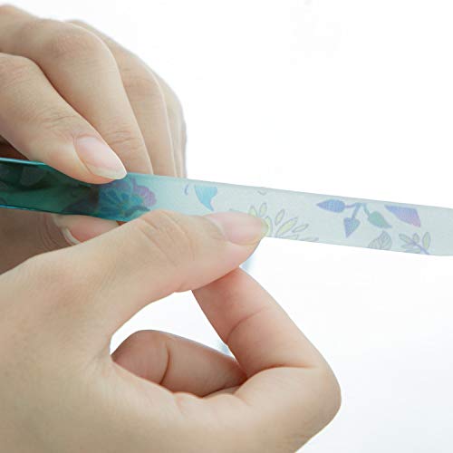 EZGO 5 Pieces Colorful Printed Pattern Crystal Glass Nail Files Set, Glass Files for Nails and Bonafide Beauty
