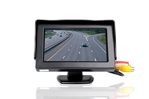 ATian 4.3 Inches Car Monitor TFT LCD Color Display Car Rear View Monitor Screen with 2 AV Input for Car Rear View Cameras, with Dash Mounting Stand and 3M Sticker, Fit for Almost All The Vehicles