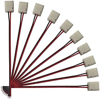 LED Strip Connector 8mm 2Pin for 3528 Single Color Waterproof LED Strip Light to Power Connection (Pack of 10)