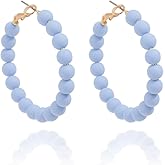 ZENZII Hoop Earrings for Women Trendy Hoop Dangle Earrings for Women Bohemian Circle Round Bead Earrings