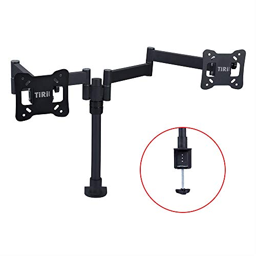 Dual Monitor Mount Stand – Aluminum Gas Spring Arm Height Adjustable Monitor Desk Mount VESA Bracket for 2 12 to 26 Inch LCD Computer Screens with C Clamp, Grommet Base