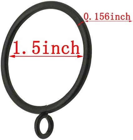 Balamiya Clip Rings 1.5 Inch Inner Diameter Metal Drapery Rings with Eyelets - Set of 20 Pcs (1.5", Black)