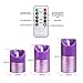 Giftable Decorative Flameless Candles Flickering LED | Battery Operated Electric Pillar Candle | Realistic Moving Flame Flicker with 2 Remote Controls & Timer | Real Wax Purple Trim | Great Home Decor