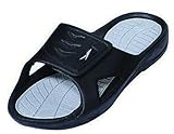 New Men's Rubber Slide Sandal Velcro Strap in Black Beach or Shower