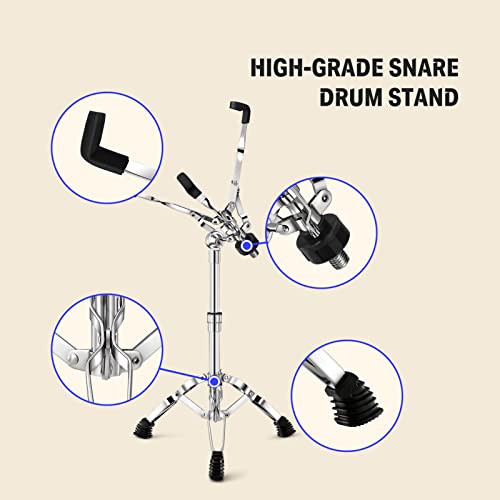 Donner Snare Drum Stand Set with Drum Practice Pad, 12'' Doublesided