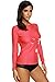 CharmLeaks Women's Long Sleeve Rash Guard Swimsuit UPF 50+ Sunblock Shirts Coral M