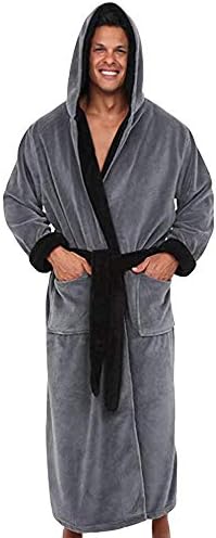 YCQUE Men's Winter Robe Coat Lengthened Plush Shawl Bathrobe Home Clothes