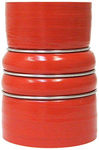 HPS CAC-250-300-HOT Silicone High Temperature 4-ply Aramid Reinforced Charge Air Cooler CAC Hose Hot Side, 100 PSI Maximum Pressure, 6" Length, 2.5" > 3" ID, Orange