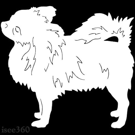 Isee360 Long Hair Chihuahua Dog Vinyl Car Stickers Decals White