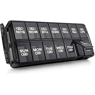 Sukuos Weekly Pill Organizer 7 Day 2 Times a Day, Quick Fill Daily Pill Box (AM PM), Extra Large Pill Cases for Vitamin/Fish Oil/Supplements, Arthritis Friendly, Easy to Clean
