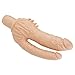 Double Dong, U Shape Multi Speed Dildo,Double-Motor Vibrator with Life-like Penis Head and Veins for G-spot and A-n-a-l Stimulation