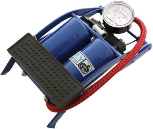Tri TWIN DOUBLE BARREL CYLINDER AIR INFLATOR FOOT PUMP CAR VAN BICYCLE BIKE TYRE
