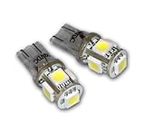 TuningPros LEDBL-T10-WS5 Backup Reverse LED Light Bulbs T10 Wedge, 5 SMD LED White 2-pc Set