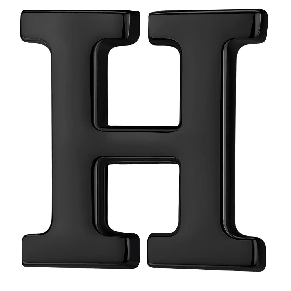 HONEY BEAR 1pc Alphabet Letters A to Z Collar Brooch Label Pins Badge for Mens' Suit/Women's Shirt for Business Gift,Black H 0.59in