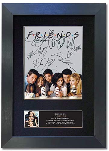 #819 FRIENDS TOP USA TV SHOW Signed Autograph Mounted Photo Reproduction PRINT A4 Rare Perfect Birthday (297 x 210mm) (Black Frame)