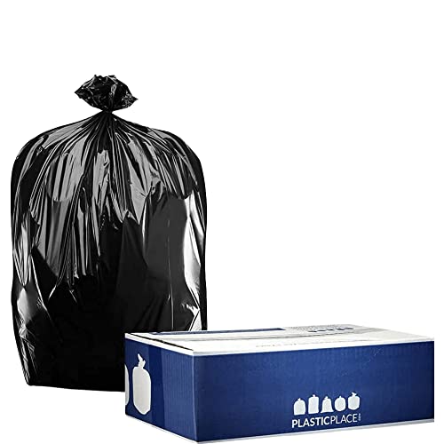 Plasticplace 5560 Gallon Trash Bags │ 2.0 Mil │ Black Heavy Duty