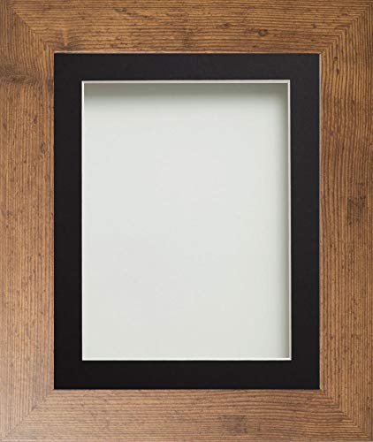 Frame Company Watson Range Rustic 6x4 inch Picture Photo Frame with Black Mount for Image 4x3 inch *Choice of Sizes* Fitted with Real Glass — image 1