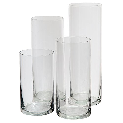 Glass Cylinder Vases SET OF 4 Decorative Centerpieces For Home or Wedding by Royal Imports