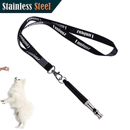 Luniquz Metal Dog Whistle Adjustable Frequency High Pitch Training Aide for Avoid Bad Behavior,Stop Barking,Fetch,Sit [with Lanyard] /Black