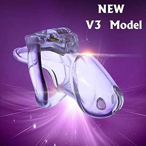 2019 Locking Design Male Chástí-ty Device Resin Chástí-ty Belt Holy Trainer V3 Chástí-ty Cage with 4 C-óck Rings Sexes Toys,Transparent,Maxi CMLXG Shirt
