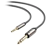 3.5 to 6.35 Cable, J&D Gold-Plated [Copper&nbsp;Shell]&nbsp;[Heavy&nbsp;Duty] 3.5mm 1/8" Male TRS to 6.35mm 1/4" Male TRS Stereo Audio Cable with Zinc Alloy Housing and Nylon Braid for iPhone, Amplifiers - 3 Feet