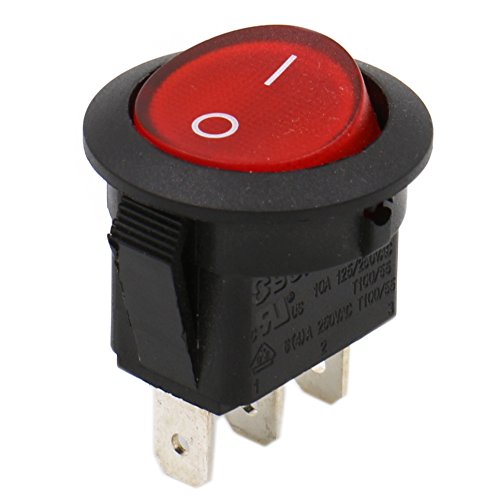 Heschen Red Round Rocker Switch Round ON-OFF SPST 3 Terminals 10A 250VAC UL VDE 5Pack - Image 4