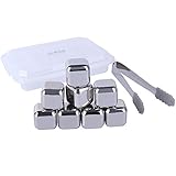 Dapai Stainless Steel Ice Cubes Reusable Chilling Stones 8 PCS with Storage Tray and Tong for Whiskey Wine Beer Coffee Juice Beverage