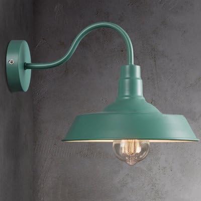 fei Green Single Light Down Light Barn Style Shade Gooseneck Arm Wall Sconce