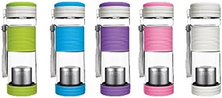 Filter Water Bottle with Lid 18.5 Ounce (550 Ml) Home Travel Outdoor Sport Hiking Running Gym Transparent Filtered Drinking Travelling Blue Green Purple Pink Light Grey Color