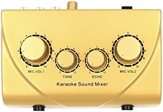 MAXTOMARS Digital Audio Karaoke Sound Mixer with Cable for TV PC smart phone and Amplifier (Golden)