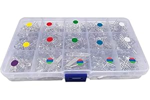 Bestgle 475pcs 3mm and 5mm LED Lights Emitting Diodes Diffused Round LED Lamp Diodes Assortment Kit for Arduino DIY Project - White/Red/Blue/Green/Yellow/UV/RGB