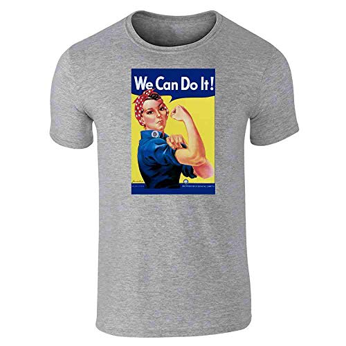 Pop-Threads-Rosie-The-Riveter-We-Can-Do-It-Feminist-Gray-L-Graphic-Tee-T-Shirt-for-Men