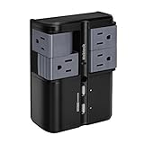 Nekteck [UL Listed] Surge Protector Wall Tap Adapter 4 Rotating Outlets Plug with Dual USB 2.4A Charging Ports
