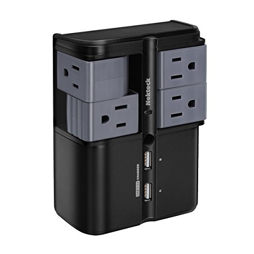 Nekteck [UL Listed] Surge Protector Wall Tap Adapter 4 Rotating Outlets Plug with Dual USB 2.4A Charging Ports