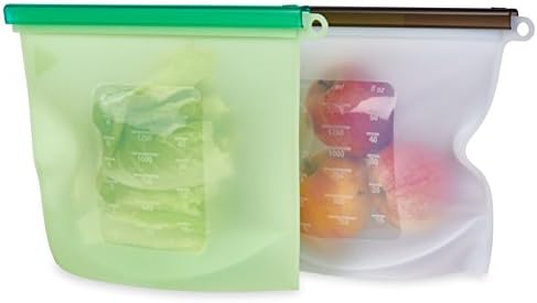 Silicone Food Grade Storage Bags 1.5L Large 4PK BPA Free Zip Lock Spill Proof Preservation Bags Assorted Colors