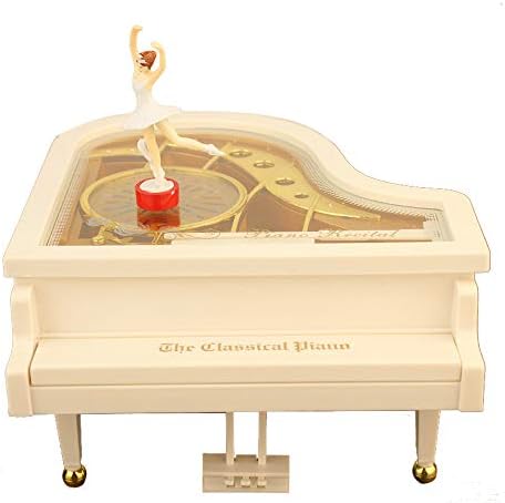 Iusun Luxury Piano Music Box, Vintage Ballerina Piano Music Box, Valentine's Christmas Birthday Gift Toys Home Oranment Room Decoration for Girls - Ship From USA (White)