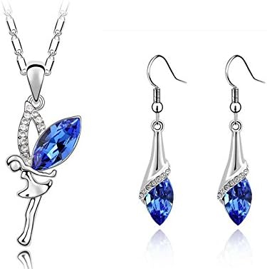 Addic Attractive Fairy Princess Marquise Shape Dark Blue Pendant Set for Girls and Women.