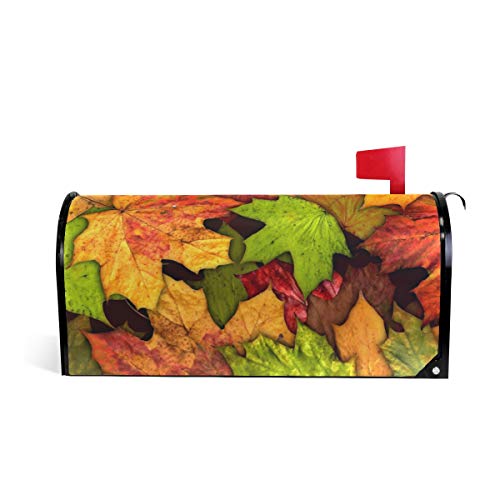 ZZKKO Magnetic Mailbox Covers Autumn Maple Leaves Letter Box Cover Colorful Painting Graden Outdoor Decorations,25.5x20.8 Inch Large Size,Multicolor