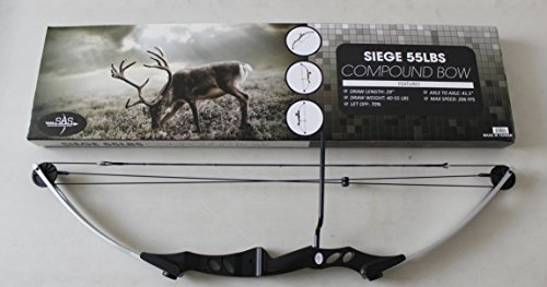 Siege SAS-750 SAS 55 lb 29'' Compound Bow w/ 5-Spot Paper Target - Black/Silver