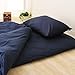 EMOOR Color 100% Cotton 3 Pieces Japanese Futon Cover Set, Twin Size, Made in Japan, Anti-Bacterial & Mite-Resistant & Odor-Resistant, Navy