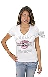 Harley-Davidson Womens Bikin Beauty Pink Long B&S2 White Short Sleeve - XL