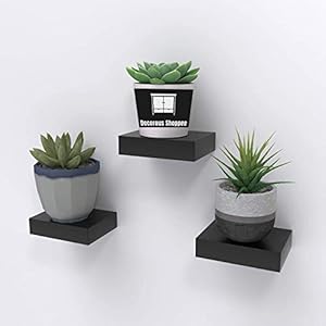 Decorous Shoppee MDF Wood Matte Floating Shelves, Wall Decor for Bedroom, Kitchen, Bathroom or Office Space, Set of 3…