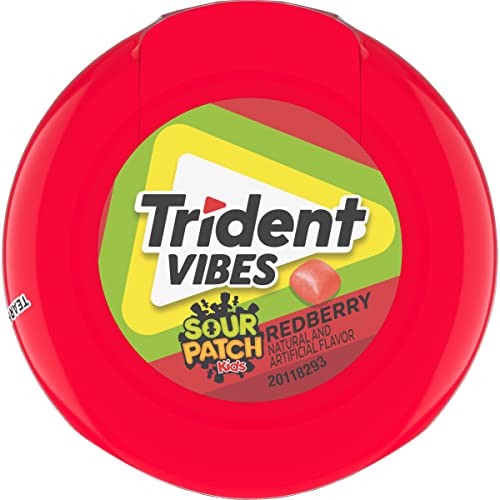 TRIDENT VIBES SOUR PATCH KIDS REDBERRY SUGAR-FREE CHEWING GUM, 40 PIECE BOTTLE