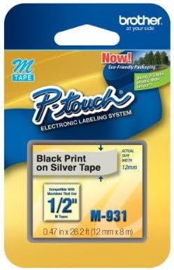 Amazon Com 1 2 12mm Black On Silver P Touch M Tape For Brother